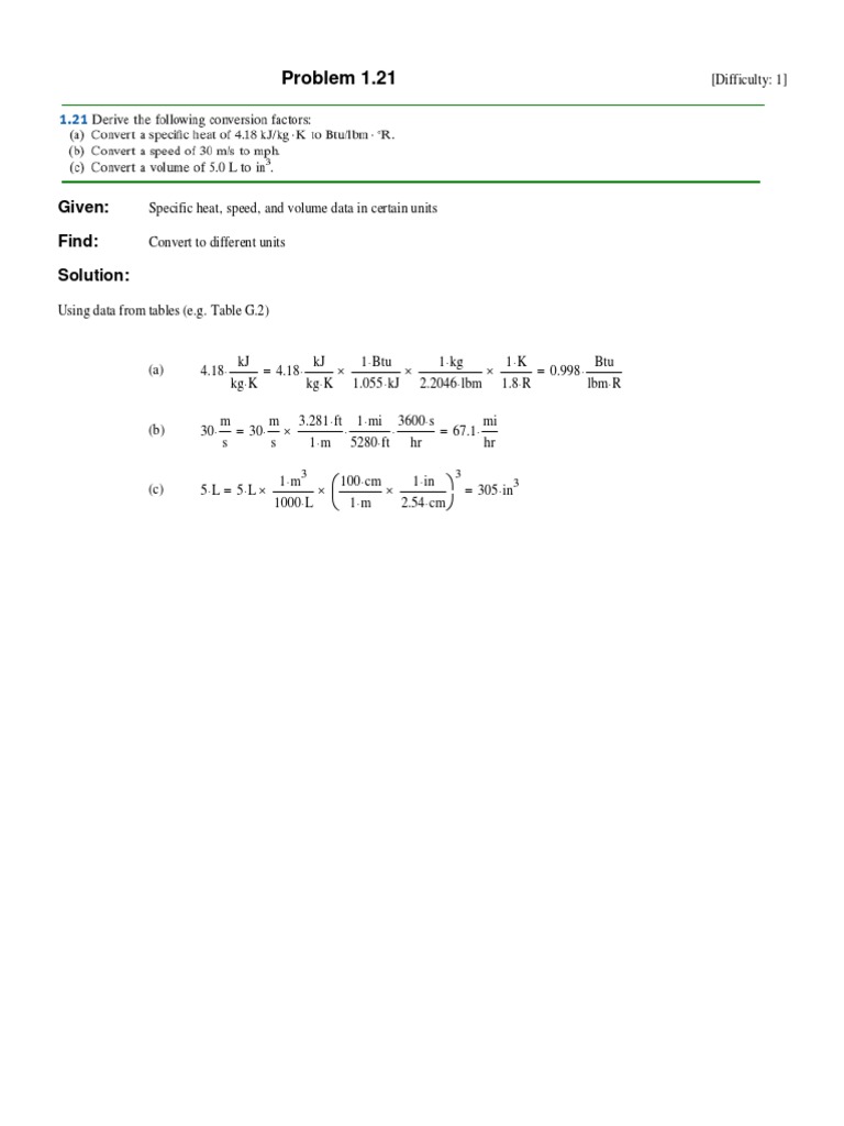 Unit Conversion Problem Solutions | PDF | Science & Mathematics