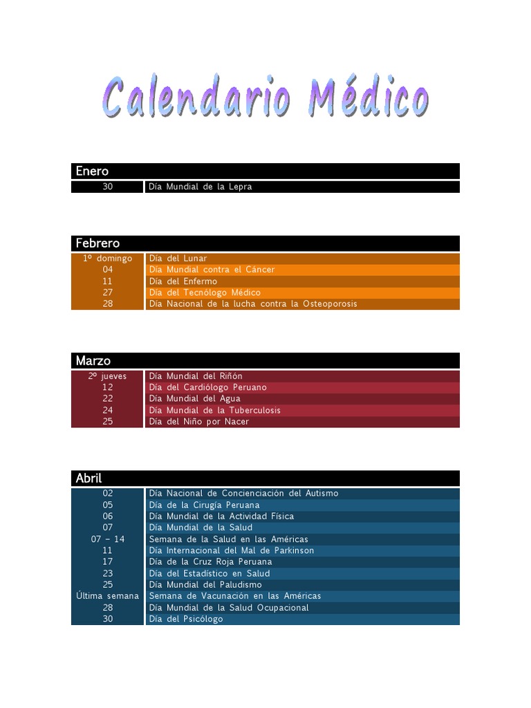 Calendario Médico.docx Enfermería Perú