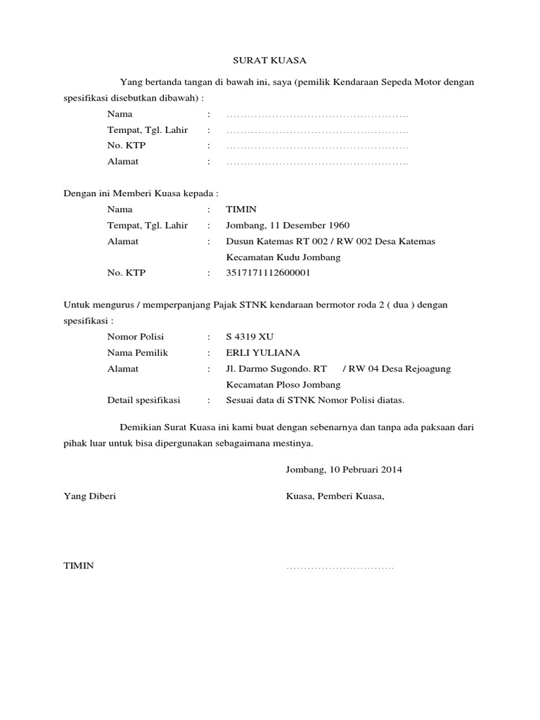 Surat Kuasa E-Lhkpn