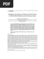 Simulation and Analysis of Electric Control System
for Metal Halide High Intensity Discharge Lamps