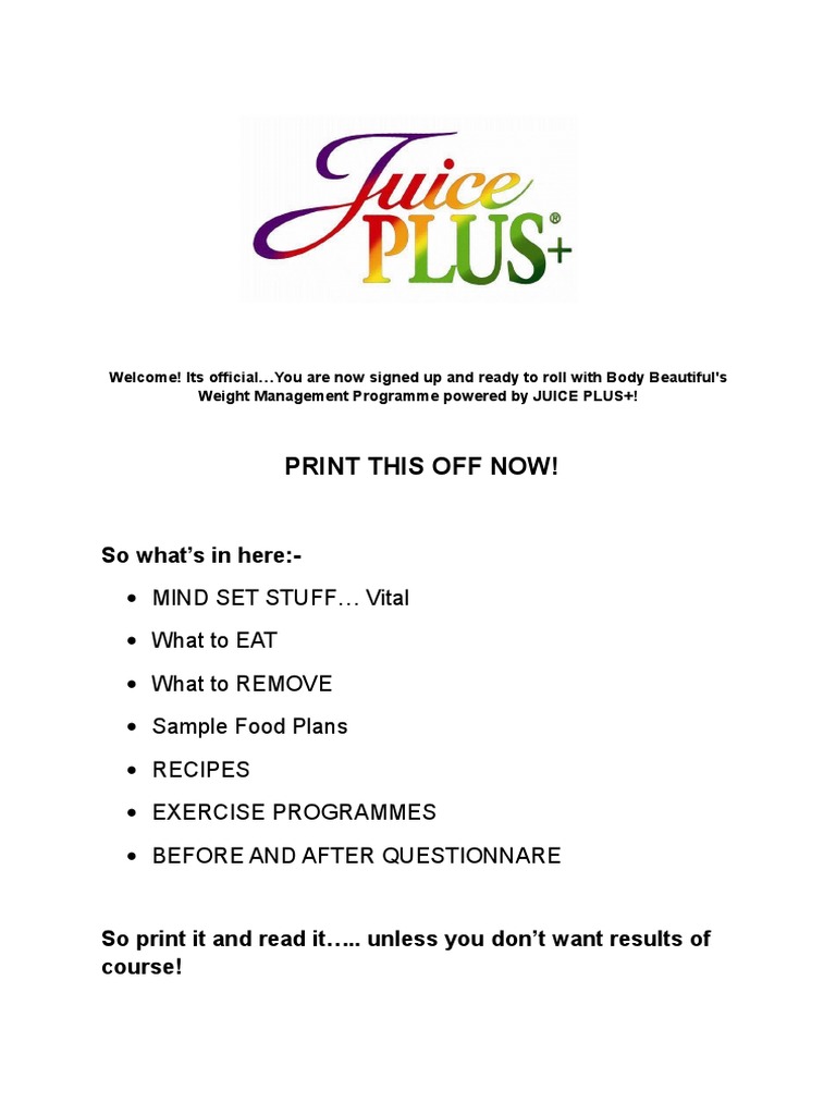 Juice Plus Complete Plan Pdf Foods Nature