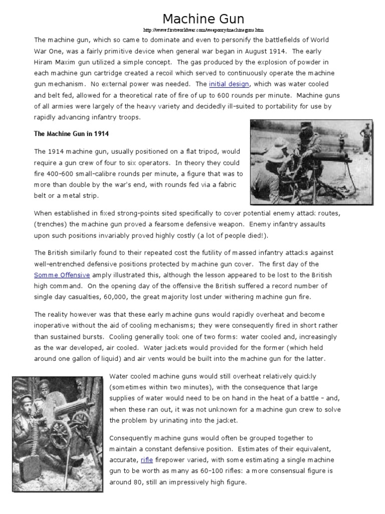 History of World War I Machine Guns | PDF | Machine Gun | Gun