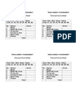 Personal Score Sheet