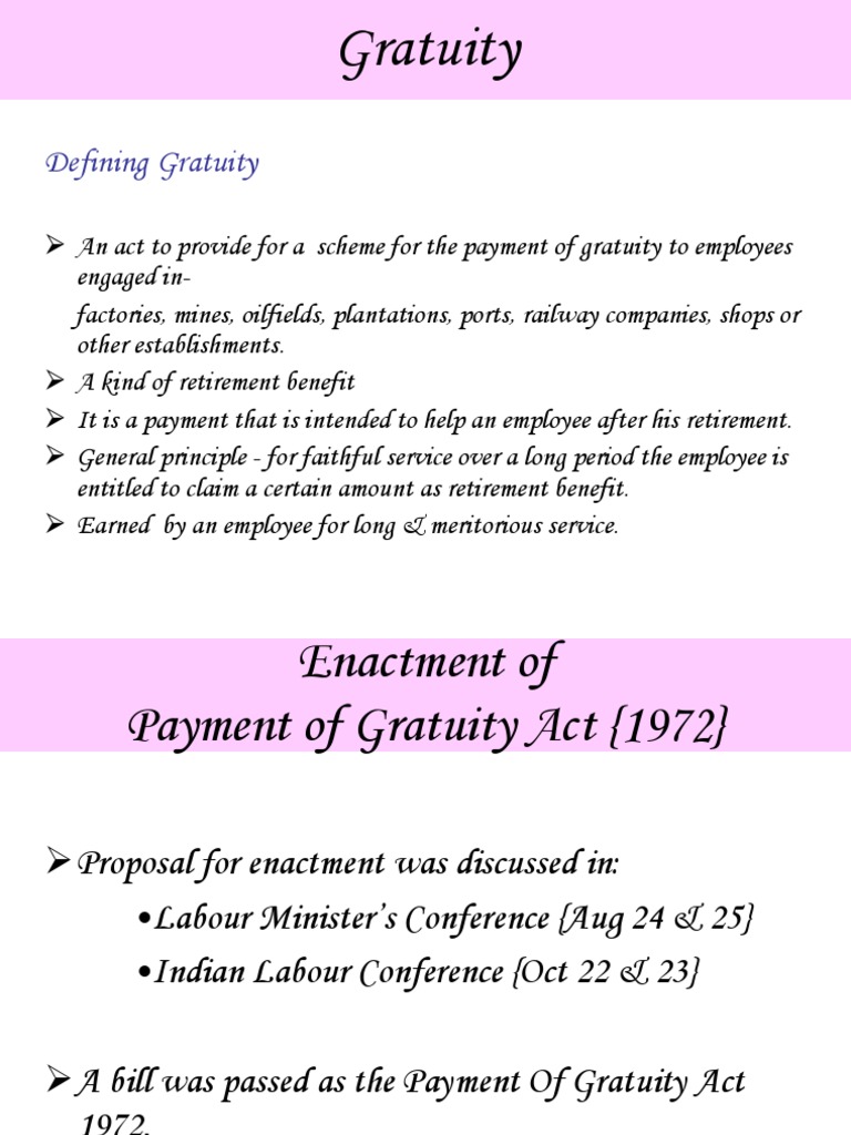 Payment of Gratuity Act 1972 Wage Gratuity
