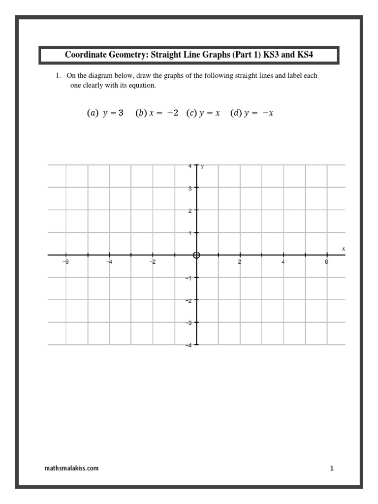 Straight Line Graphs Worksheet KS3 | PDF | Line (Geometry) | Graph ...