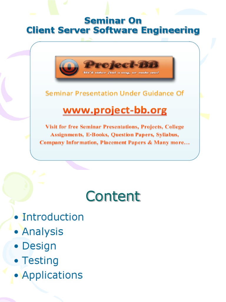 Seminar On Client Server Software Engineering | PDF | Client–Server ...