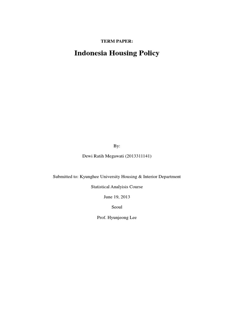 Indonesia Housing Policy Overview | PDF | Indonesia | Java