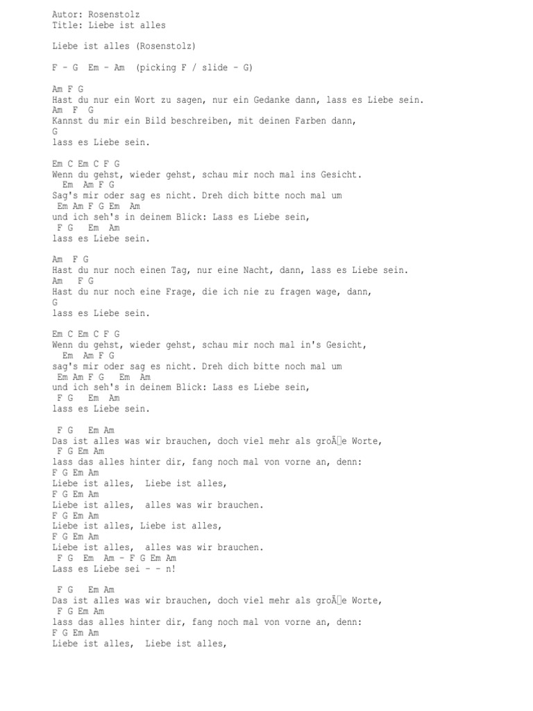 Lyrix Rosenstolz Liebe Ist Alles