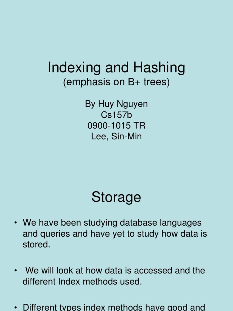 Indexing and Hashing: (Emphasis On B+ Trees) | PDF | Database Index ...