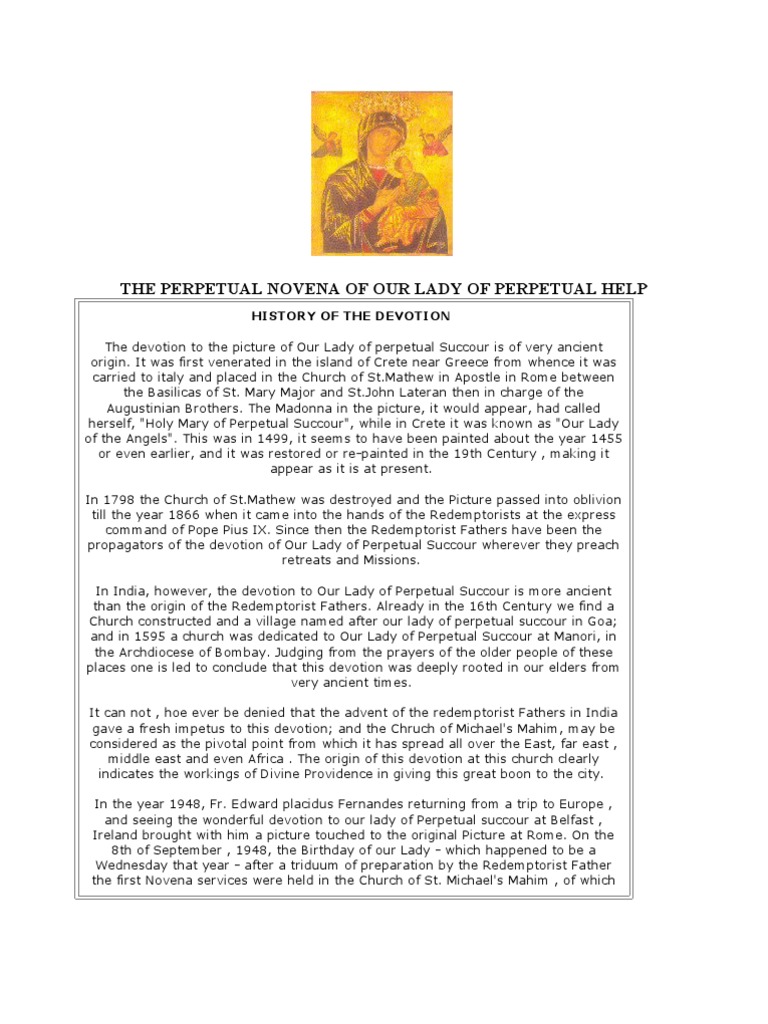 The Perpetual Novena Of Our Lady Of Perpetual Help Pdf Mary Mother