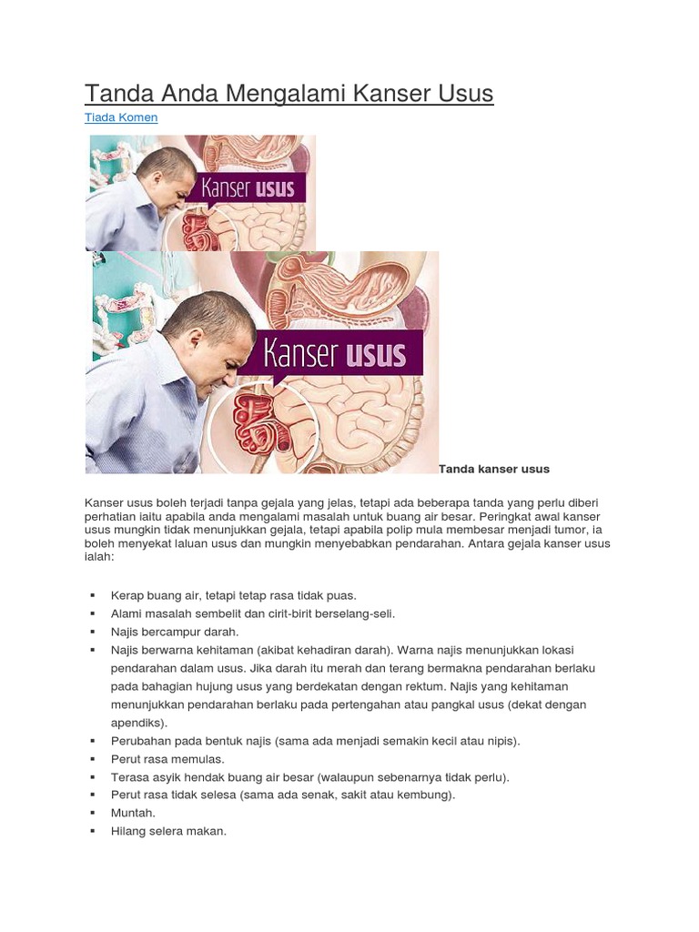 Tanda Anda Mengalami Kanser Usus Pdf