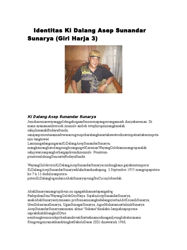 Biografi Ki Dalang Asep Sunandar Sunarya