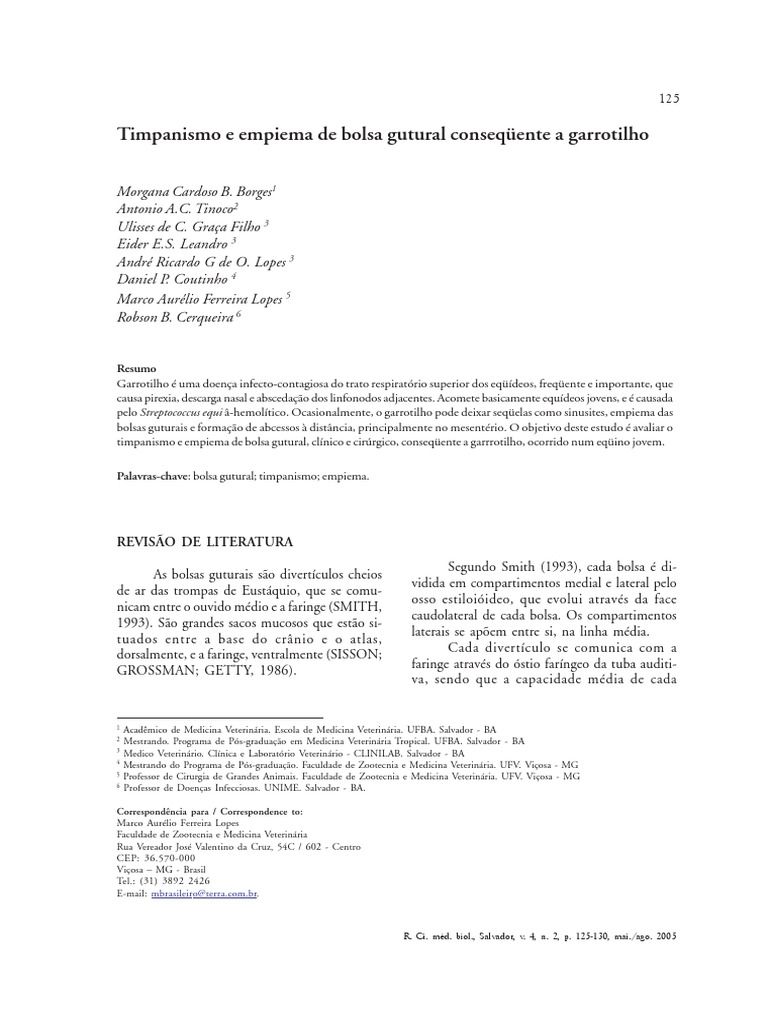 Empiema e Timpanismo Da Bolsa Gutural Caso PDF Medicina Veterinária