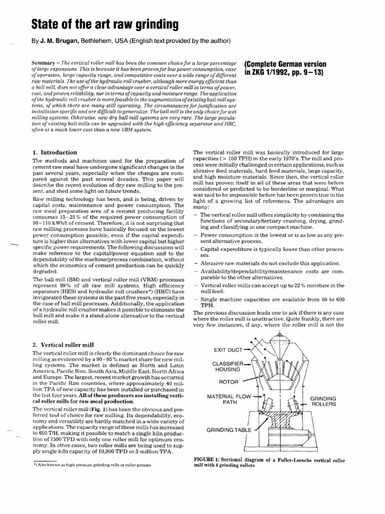 Vertical Roller Mill in Raw Grinding | PDF | Mill (Grinding) | Cement
