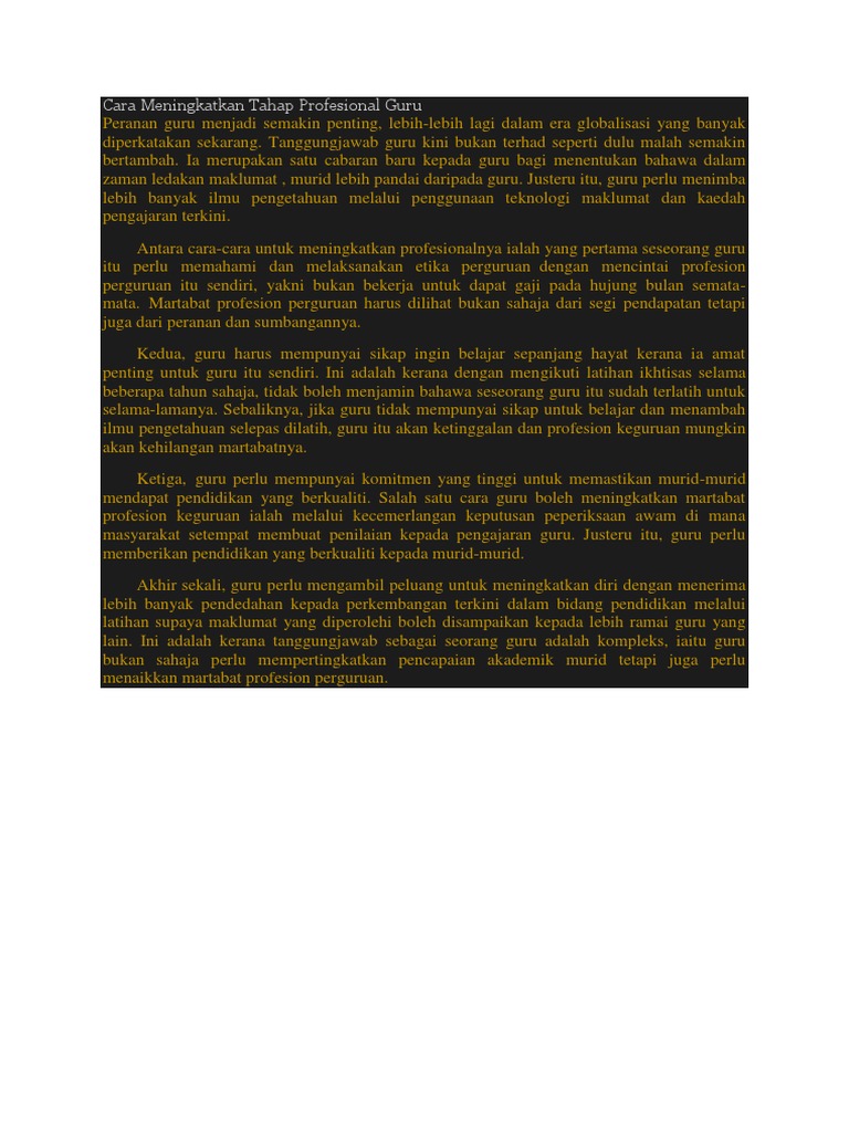 Cara Meningkatkan Tahap Profesional Guru Pdf