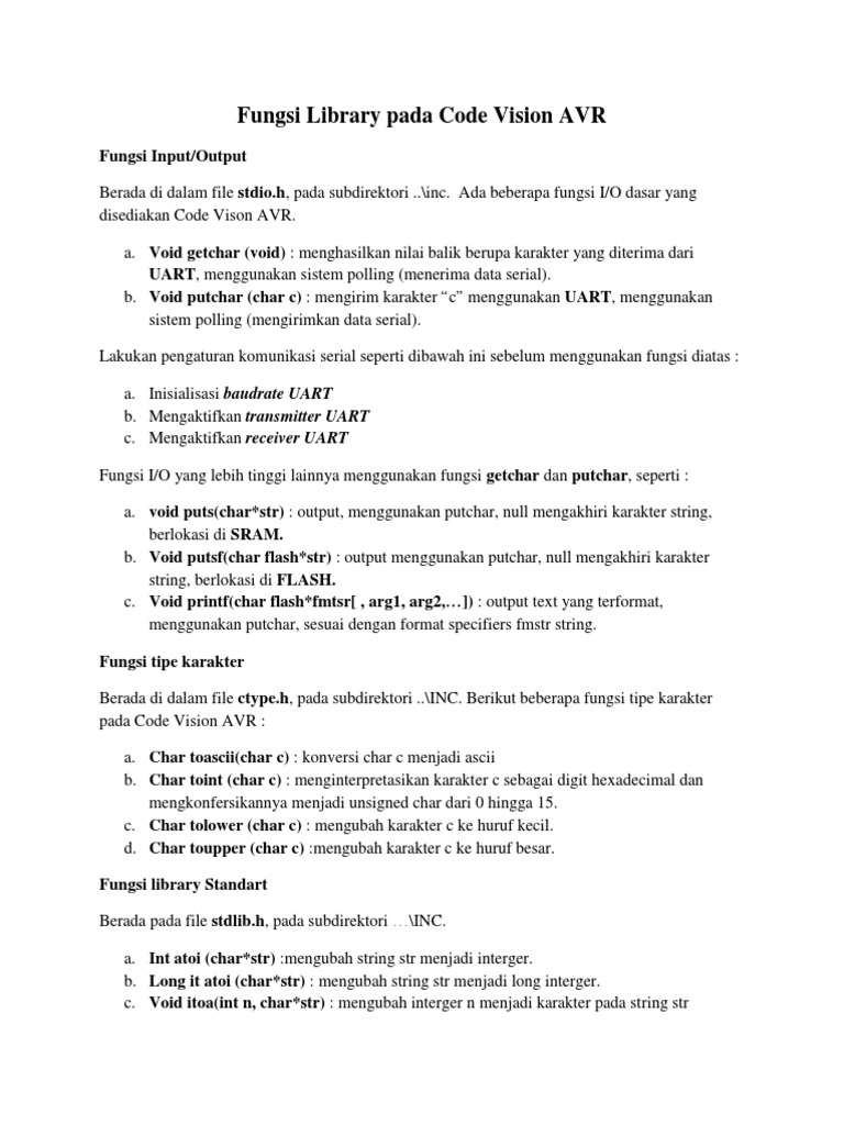 Fungsi Library di Code Vision AVR | PDF