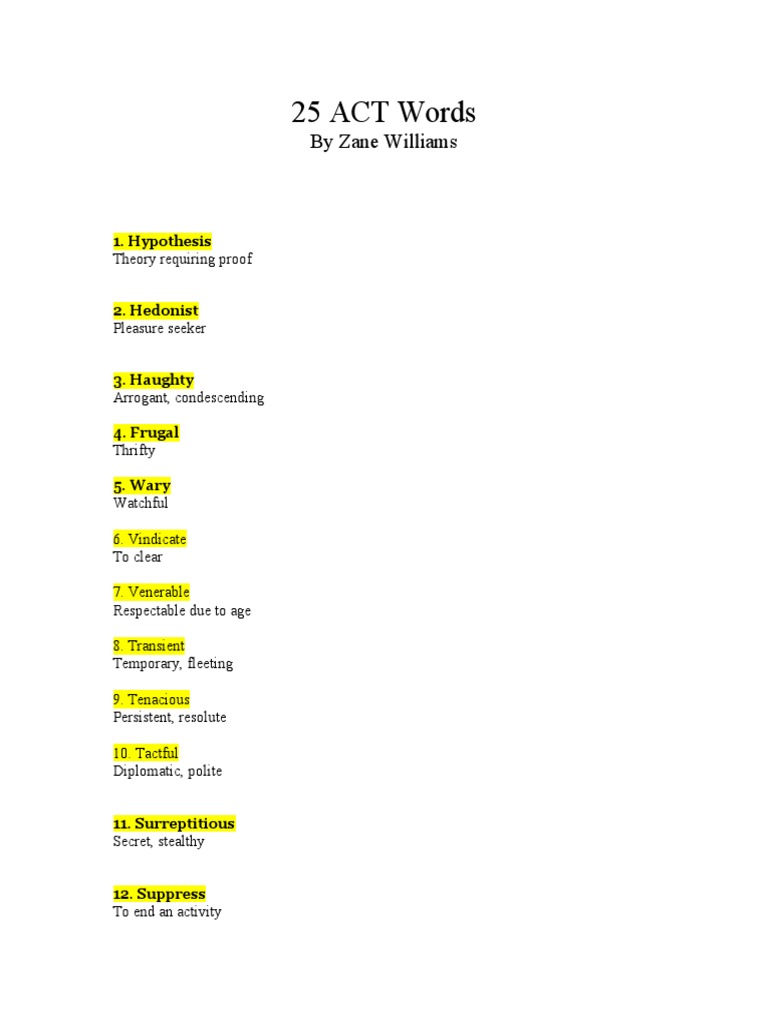25 Act Words | PDF