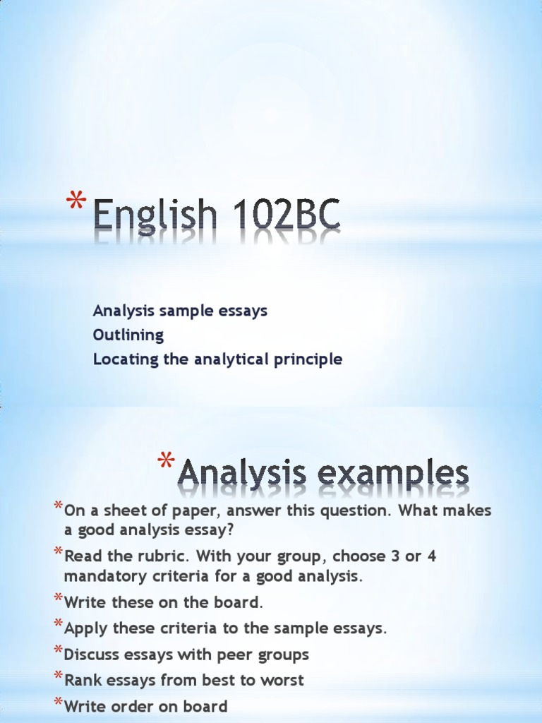 Analysis Sample Essays Outlining Locating The Analytical Principle ...