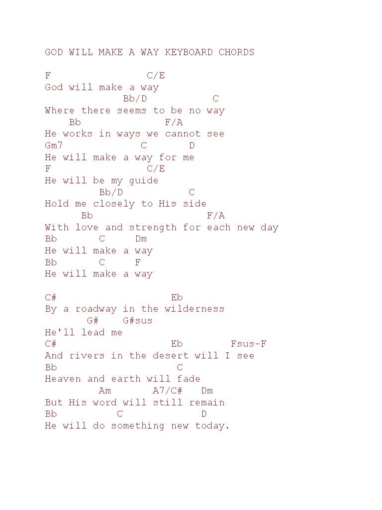 God Will Make A Way Keyboard Chords | PDF