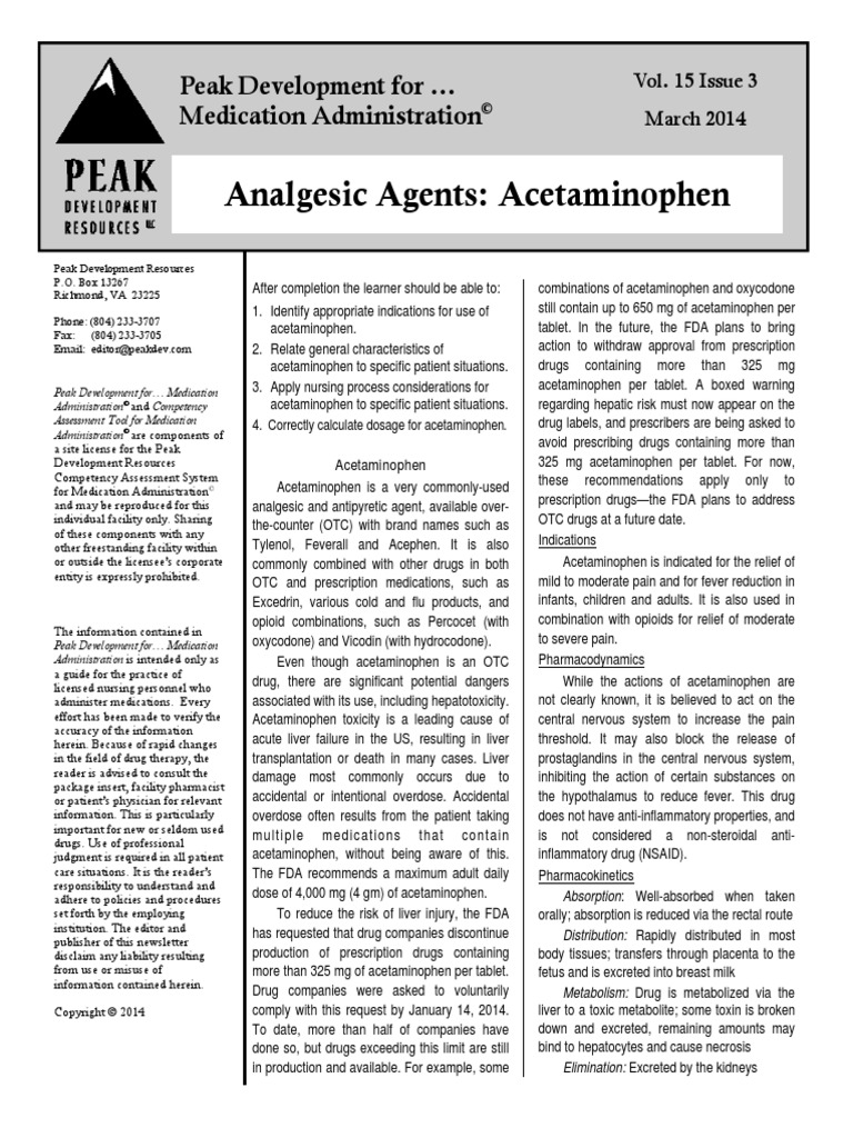 03 2014 Analgesic Agents Acetaminophen PDF Nonsteroidal Anti