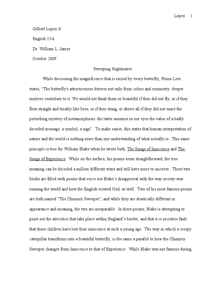 The chimney sweeper thesis and outline 06 image