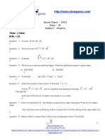 Time:-1 Hour M.M. 25: Guess Paper - 2013 Class - XI Subject - Physics