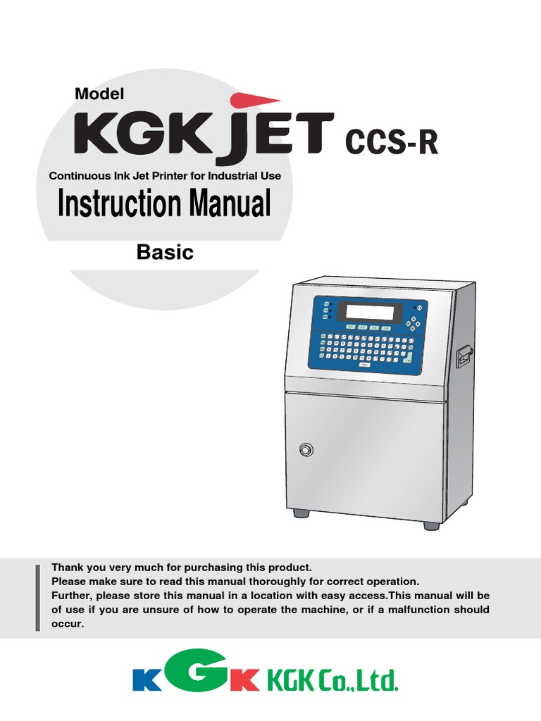 Industrial Continuous Ink Jet Printer Manual | PDF | Cursor (User ...