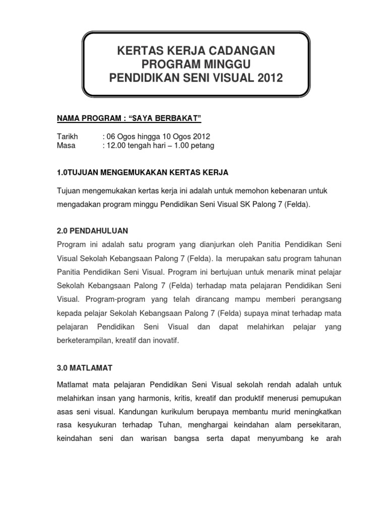 Kertas Kerja Minggu Seni Pdf