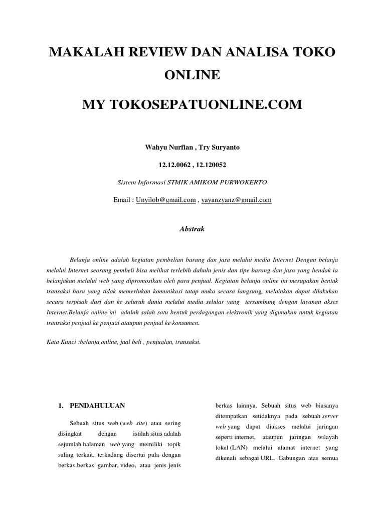 Makalah Review Dan Analisa Toko Online Imk Docx