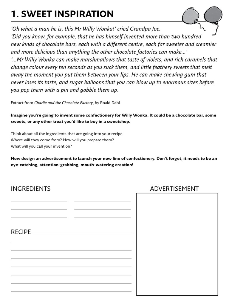 Roald Dahl Worksheets_activitiesoc | Confectionery | Fiction & Literature