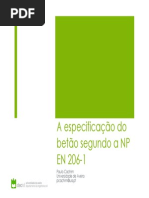 NP EN 206-1 Especificação Betão