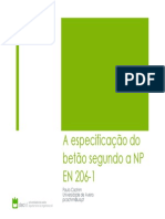 NP EN 206-1 Especificação Betão