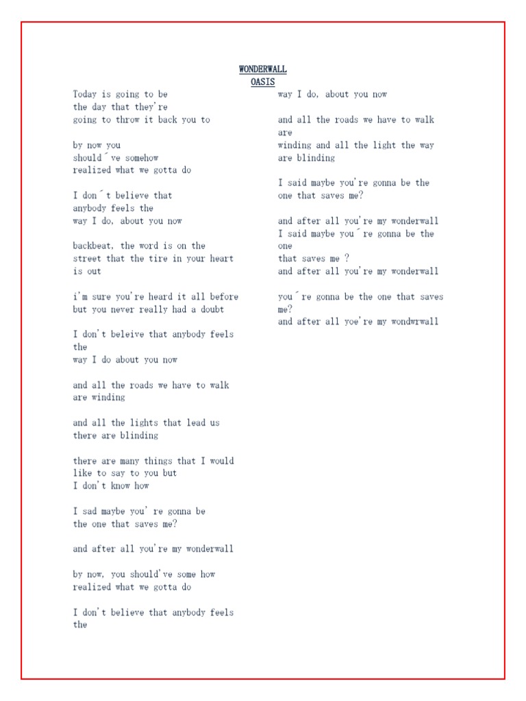 Wonder Wall | PDF