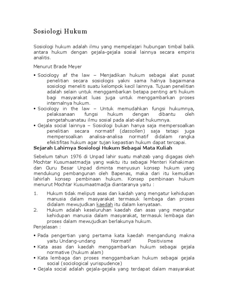 Sosiologi Hukum Pascasarjana