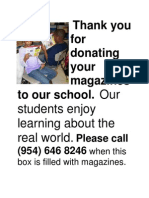 Thank You for Donating Your Magazines to Our School