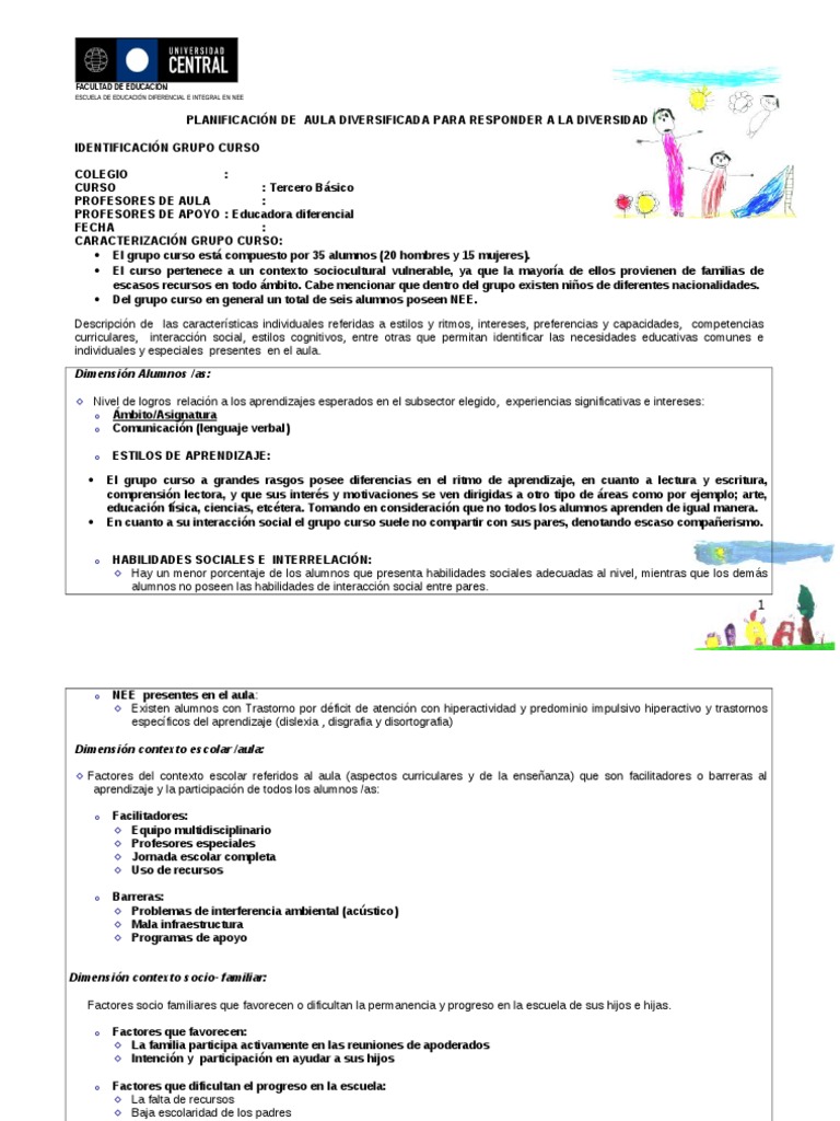 Planificación Diversificada 3° Básico  Comunicación 