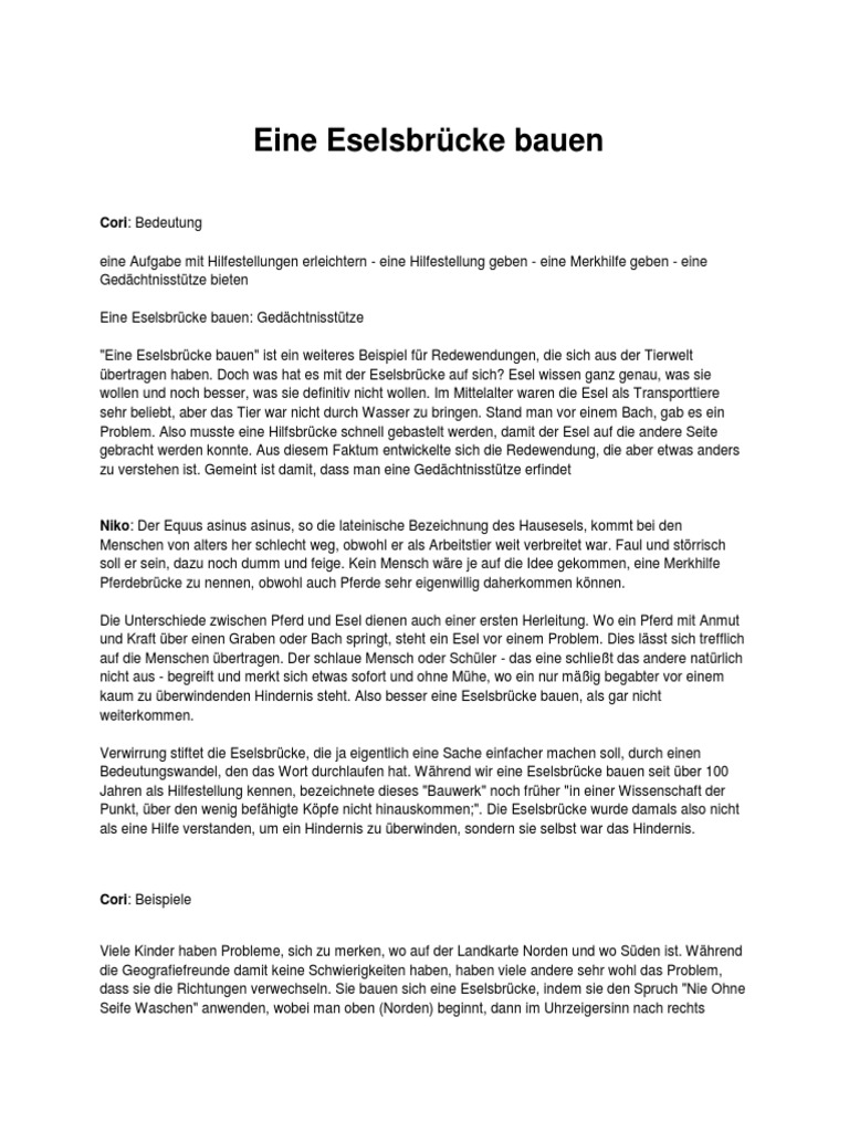 Eine Eselsbrucke Bauen