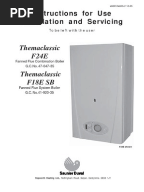 Saunier Duval Thema Classic F24e Installation Manual | PDF | Water Heating  | Valve