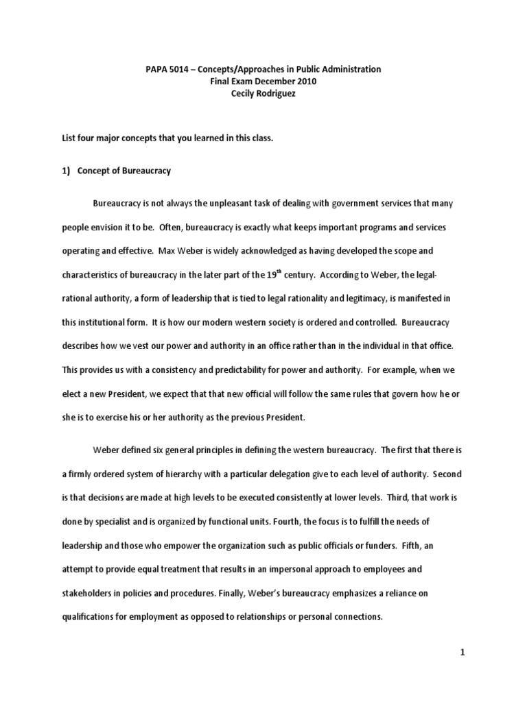 4 Four Public Administration Concepts | PDF | Bureaucracy | Public ...