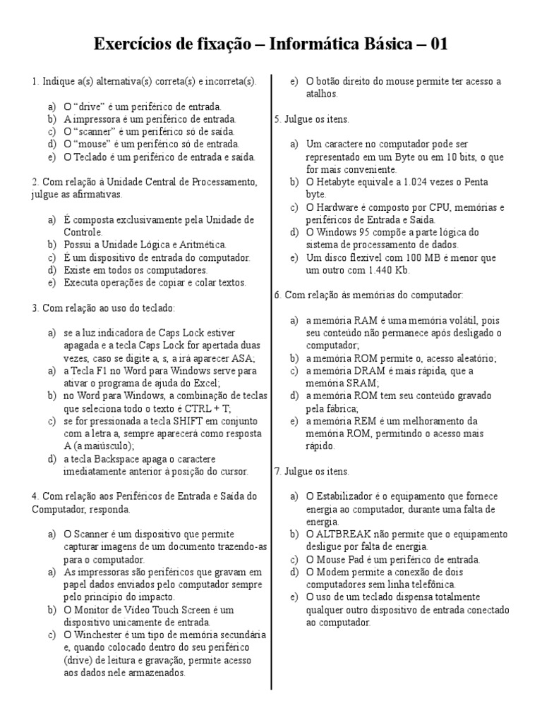 Perguntas De Informática Que Cai Em Concurso