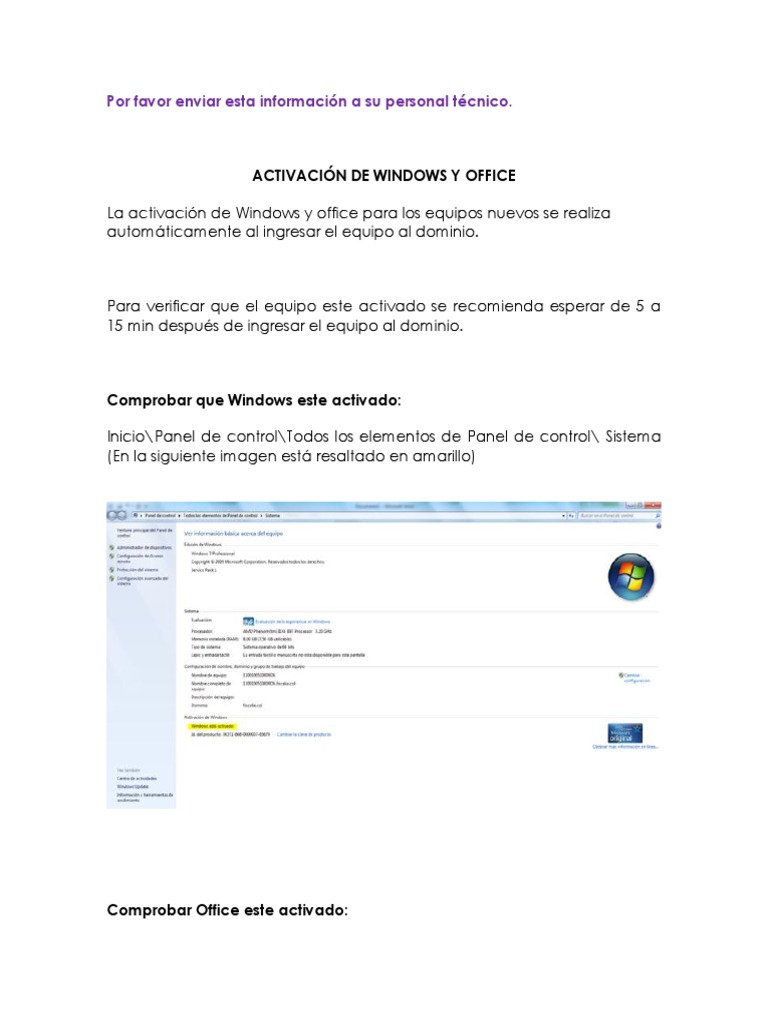 Activacion Win 7 y Office | PDF | Microsoft Office | Software de la ...