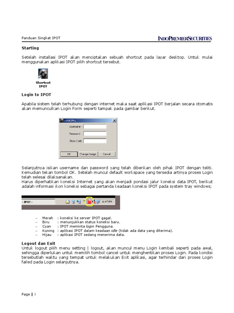 Panduan Penggunaan IPOT Desktop | PDF