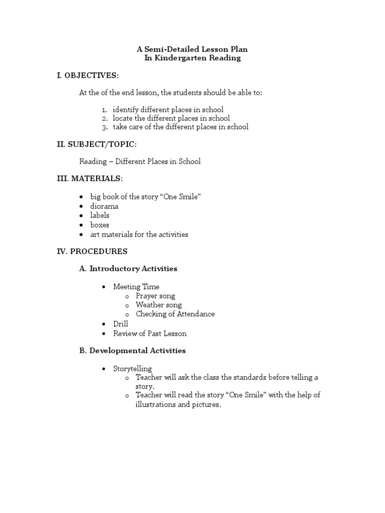 lesson plan in reading lesson plan teachers