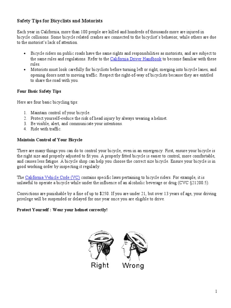 Safety Tips For Bicyclists and Motorists | PDF | Traffic | Lane