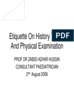 Etiquette On History Taking Physical Examination