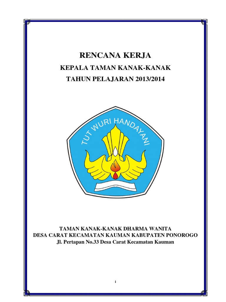 Program Kerja Kepala Tk Dwp Carat 2013 2014 Docx