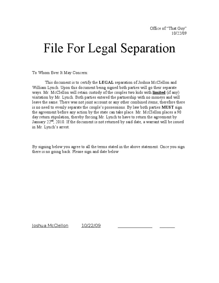 Legal Separation Agreement Template | PDF | Law