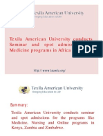 Texila American University Conducts Seminar and Spot Admissions Formedicine Programs in Africa