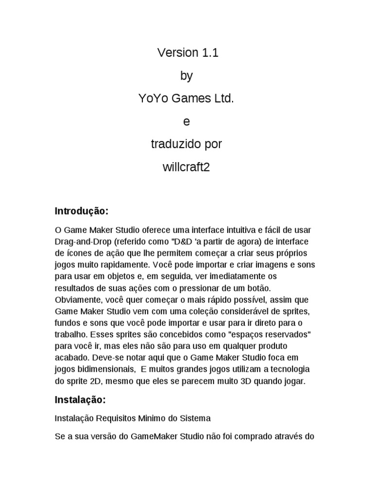 Requisitos e Instalação do Game Maker Studio | PDF | Videogames ...