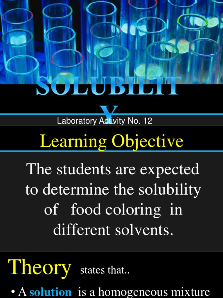 Solubility of Food Coloring in Solvents | PDF